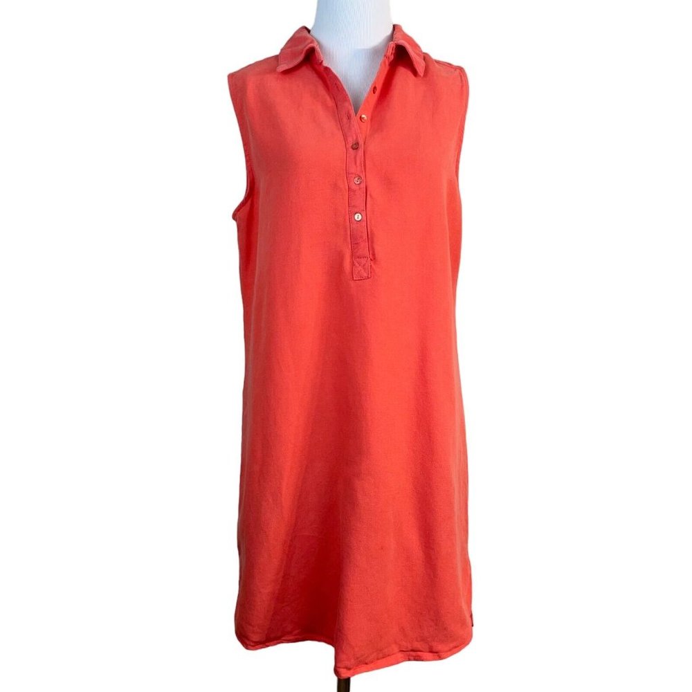 Workshop Republic Clothing Dress Medium Orange Linen Tencel Sleeveless Shift‎